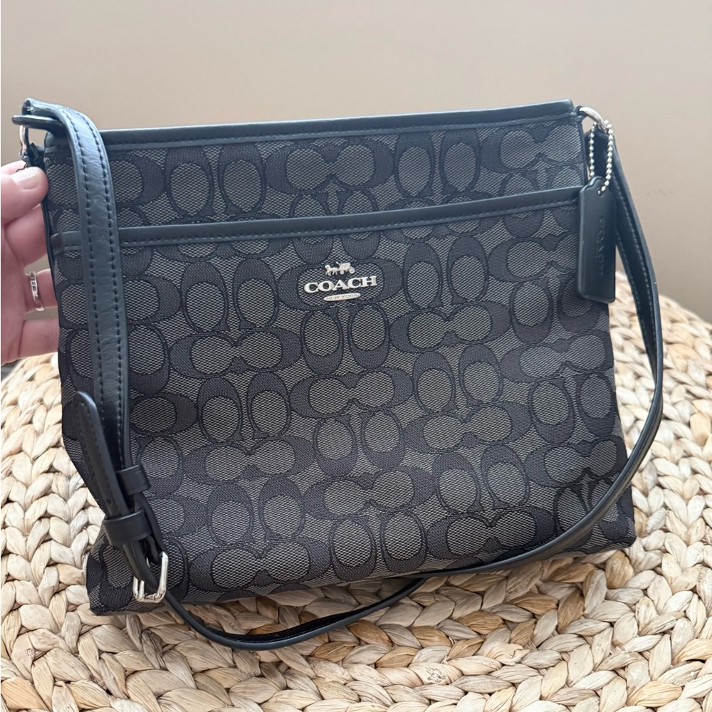 COACH monogram gray canvas classic crossbody bag